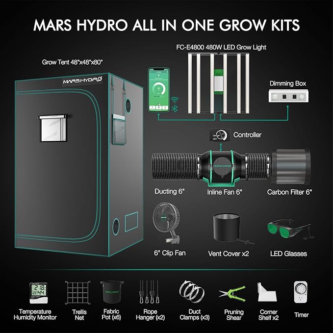 MARS HYDRO 4x4 Smart Grow Tent Kit Complete System, 480W FC-E4800 APP WiFi - Image 7