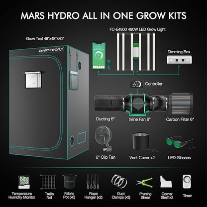 MARS HYDRO 4x4 Smart Grow Tent Kit Complete System, 480W FC-E4800 APP WiFi - Image 7