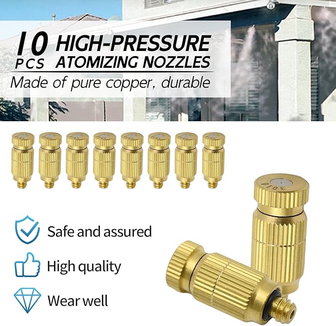 Brass Misting Nozzle, 10 Pack High Pressure Spray 10/24 UNC Anti-drip Fogging - Image 4