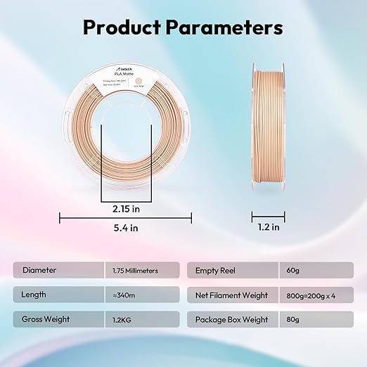 AMOLEN PLA Matte 3D Printer Filament Bundle, PLA 1.75mm Craftsman Color Quartet - Image 6