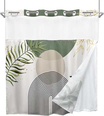 Sage Green Boho No Hooks Shower Curtain - Image 7