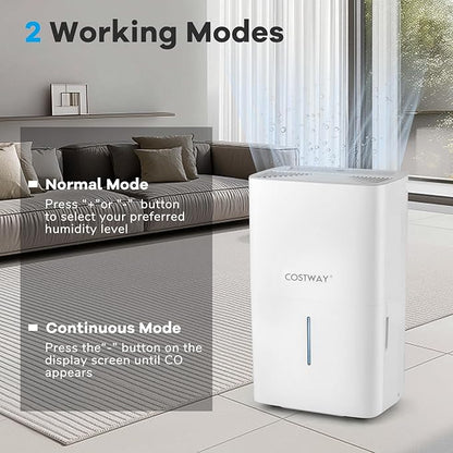 COSTWAY 94.5 Pints Dehumidifier, 6000 Sq.Ft Portable Large Home Dehumidifier - Image 3