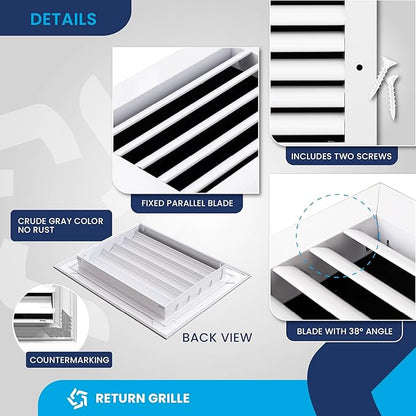 8x6 Inch Air Return Vent Cover Decorative – Premium Aluminum AC Vent Cover - Image 9