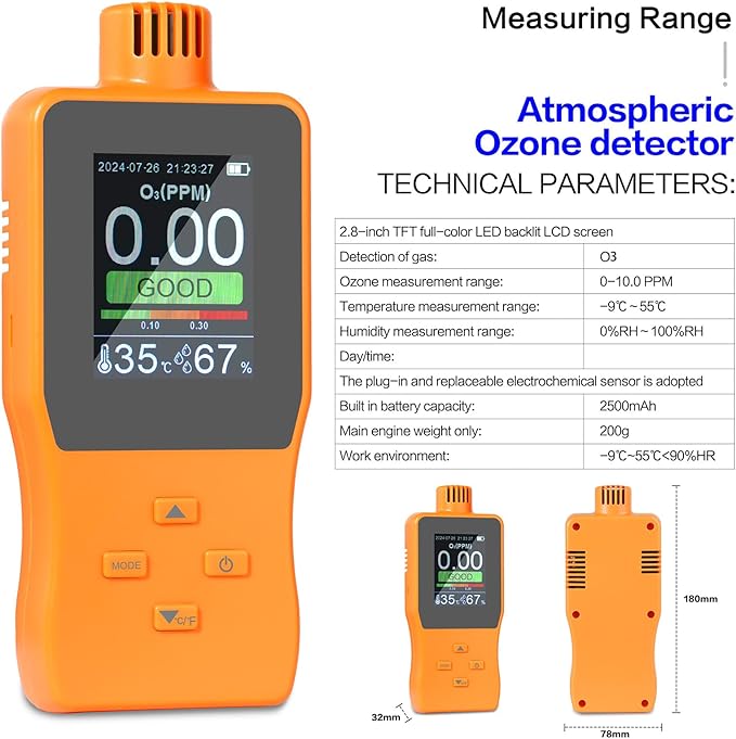 Ozone Detector, O3 Air Quality Meter Indoor, Portable Air Quality Monitor - Image 9