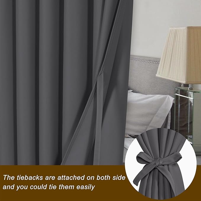 Hiasan Patio Sliding Door Curtain Panel, Dark Grey Room Divider Grommet - Image 3