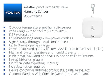 YoLink Smart Outdoor Temperature & Humidity Sensor, Hygrometer, Thermometer - Image 2