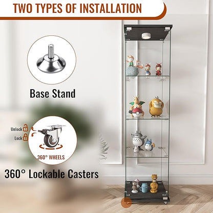 Yoluckea 4-Shelf Glass Display Cabinet - Image 5