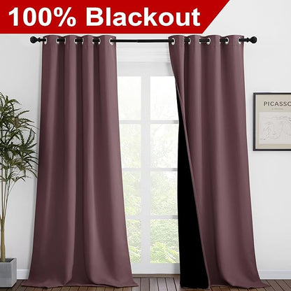 NICETOWN Thermal Insulated 100% Blackout Curtains, Noise Reducing Performance - Image 2