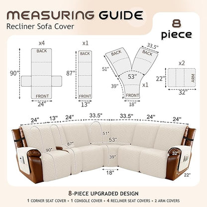 Arfntevss Waterproof Recliner Sectional Couch Covers - Image 5