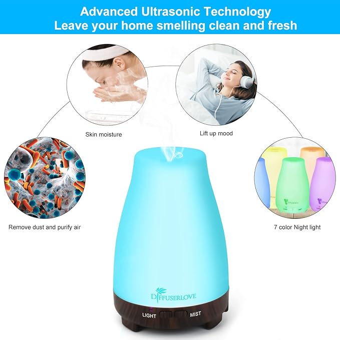 Diffuserlove Essential Oil Diffusers 200ML Remote Control Diffuser Mist - Image 4