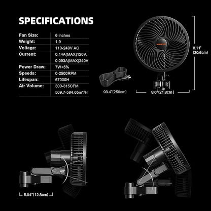 Spider Farmer 2-Pack Grow Tent Clip Fan 6", EC Motor, Custom 10 Dynamic Wind - Image 7