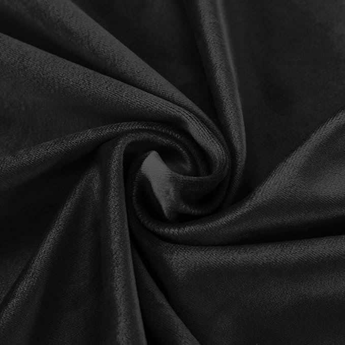 ChadMade Extra Wide Blackout Lined Premium Velvet Curtain Warm Black 120Wx96L - Image 6