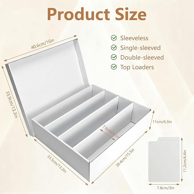 RLAVBL 2-Pack 3200 Count Trading Card Storage Box, 4 Row Cardboard Card Boxes - Image 2