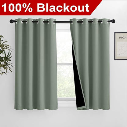 NICETOWN 100% Blackout Curtains 54 inches Long, Double-Deck Completely Blackout - Image 2