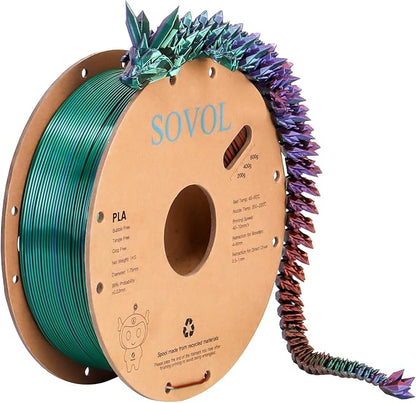Sovol Silk PLA Filament Tri Color Co-Extrusion 1.75mm, 3D Printer Filament 1kg/ - Image 8