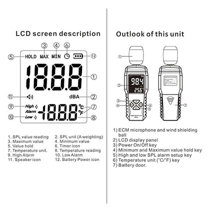 Digital Sound Level Meter Decibel Meter 30-130dBA Noise Measurement Device - Image 4