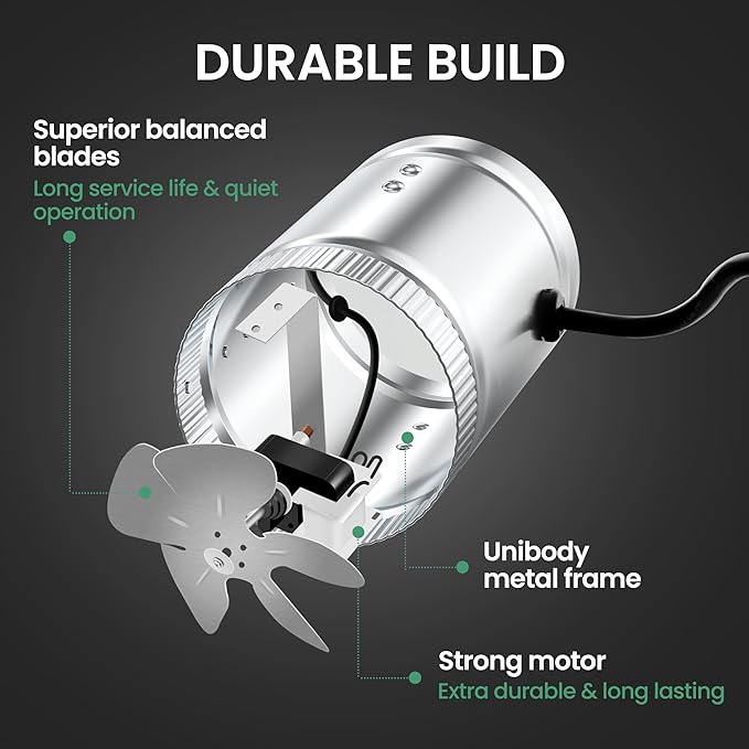iPower 4 Inch Inline Duct Fan 100 CFM, HVAC Booster Exhaust Ventilation Fan - Image 7