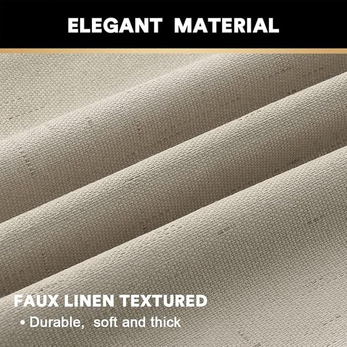 PrinceDeco Blackout Curtains 63 Inch Length Linen Texture Drapes - Image 4
