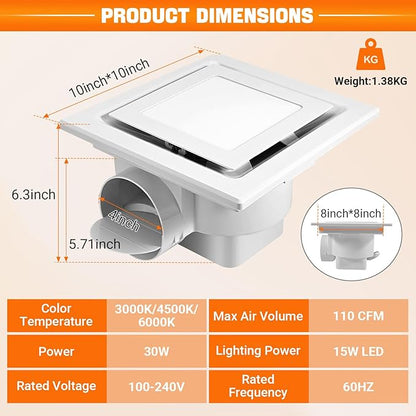 FEITON Square Bathroom Exhaust Fan - Image 4