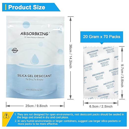 Moisture Absorbers – 20 Gram 70 Packs Silica Gel Packets - Image 3
