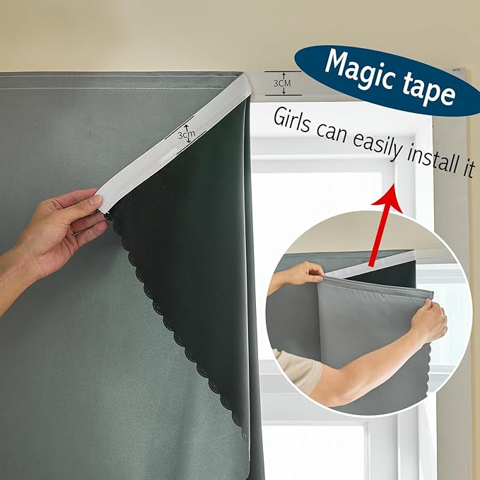 Adhesive Curtain 100% Blackout No-Drill Easy Install - Image 6