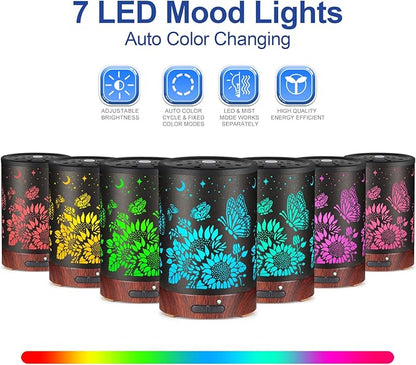 Essential Oil Diffuser- Aromatherapy Diffuser with7 Colors Light and Auto-Off - Image 2