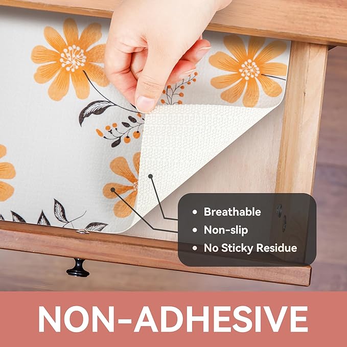 RAY STAR Shelf Liner, 12 Inch x 10 Feet Non Adhesive Daisy Floral Printed - Image 8