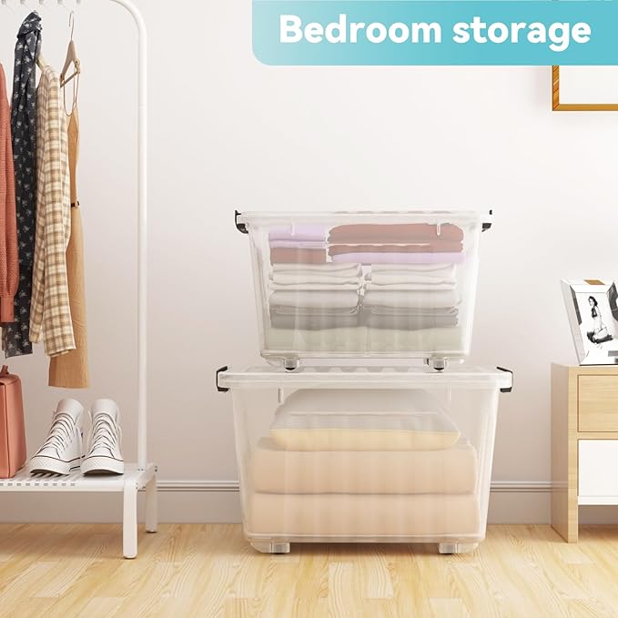 Nazhura 72 Quart Plastic Storage Bin, Stackable and Nestable Storage Boxes - Image 7