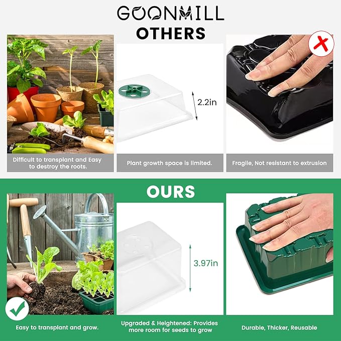 Seed Starter Tray with Grow Light, 5 Packs Plant Starter Tray Seedling Starter - Image 6