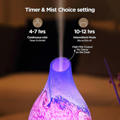 Vase Aroma Essential Oil Diffuser 160ml Art Glass Ultrasonic Cool Mist Scent - Image 3