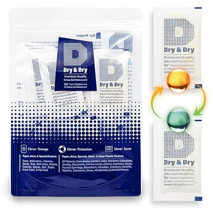 Dry & Dry 10 Gram Orange Indicating Silica Gel Packets Desiccants by DryDry