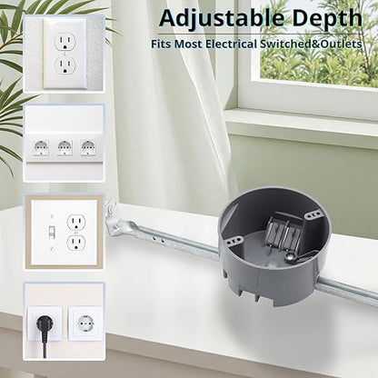 MAKERELE 4" Dia PVC Adjustable Round Ceiling Outlet Electrical Box, 20 - Image 3