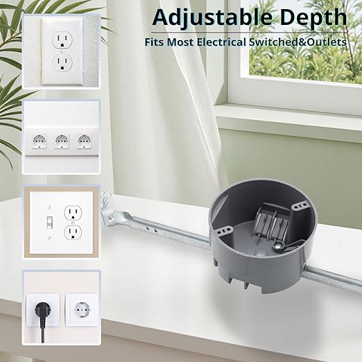 MAKERELE Round Ceiling Electrical Box Outlet PVC, 20 Cubic-inches Adjustable - Image 2