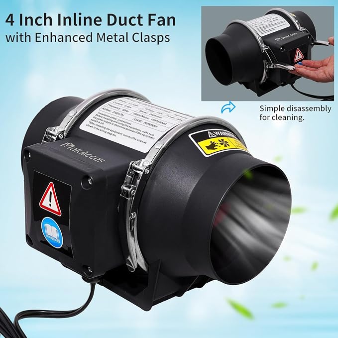 4 Inch Inline Duct Fan for Hydroponic Grow Tent Greenroom 3D Printer Enclosure - Image 5
