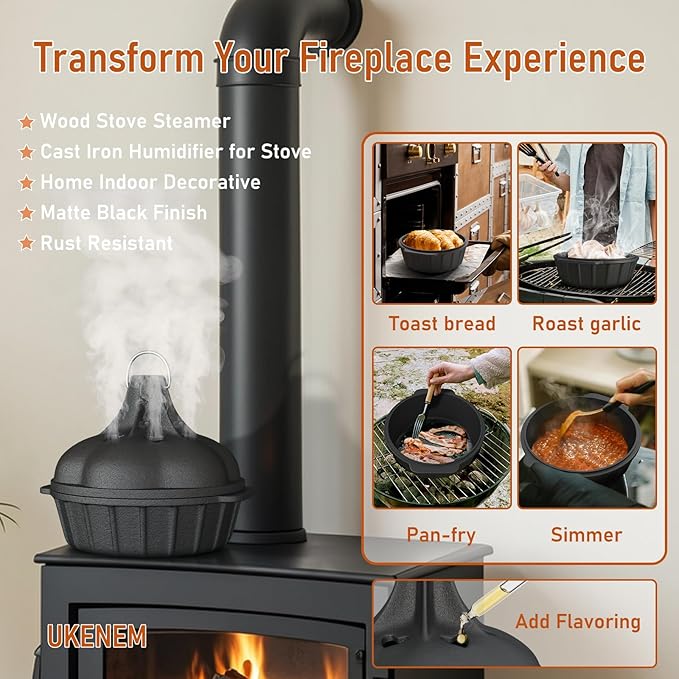 Wood Stove Steamer & Woodstove Steamer Stove Humidifier Cast Iron, 2.3 Quart - Image 4