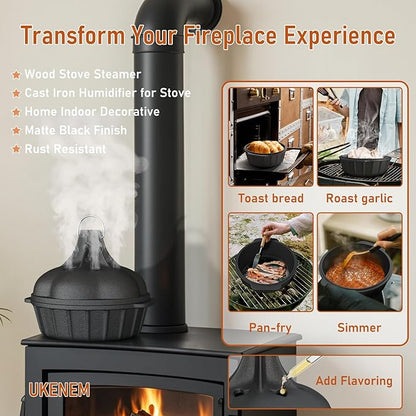 Wood Stove Steamer & Woodstove Steamer Stove Humidifier Cast Iron, 2.3 Quart - Image 4