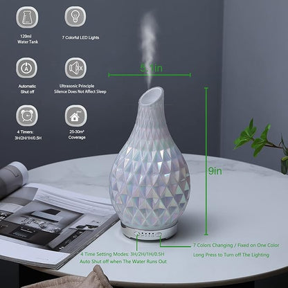 MAXWINER Essential Oil Diffuser Handmade Art Glass Aromatherapy Ultrasonic - Image 6