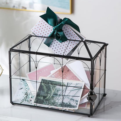 Wedding Card Box with Slot, 10.2'' Large Glass Card Boxes - Image 2