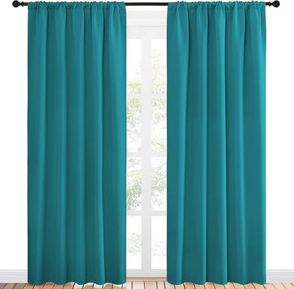 NICETOWN Peacock Blue Blackout Curtains Panels - Image 2