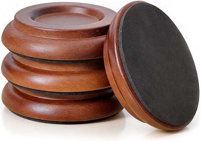 4 Pcs Solid Wood Upright Piano Caster Cups, Non-Slip & Anti-Noise by Unknown