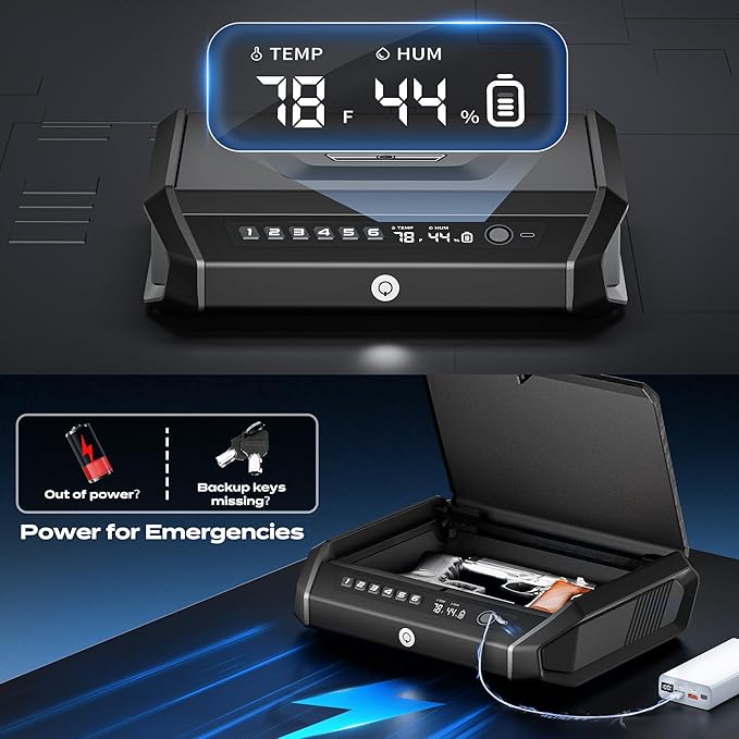 Gun Safe with LCD Display, ≤0.1s Quick Access Handgun Safe - Image 5