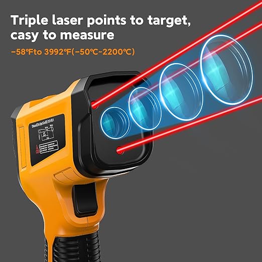 -58°F to 3992°F High-Temp Infrared Temperature Gun, Industrial Laser - Image 2