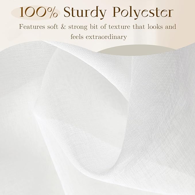 Dreaming Casa White Sheer Curtains 96 Inches Long, Rod Pocket & Back Tab Light - Image 2