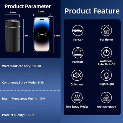 100ML Car Diffuser, USB Rechargeable Battery Operated, Powered Cordless - Image 4