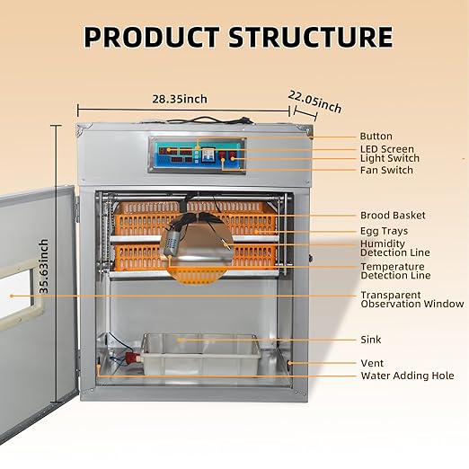 XKV 176 Eggs Incubator with Automatic Egg Turning, Temperature Humidity Control - Image 2