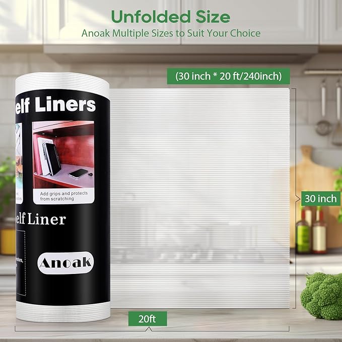 Anoak Cabinet Liner, Non Adhesive, Washable 30 Inch x 20 FT Waterproof Durable - Image 6