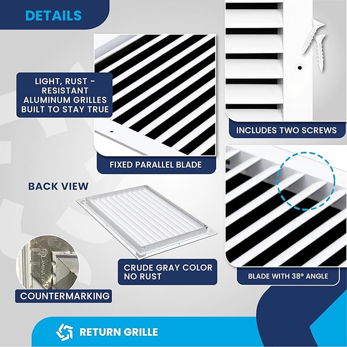 16x12 Inch Air Return Vent Cover Decorative – Premium Aluminum AC Vent Cover - Image 9