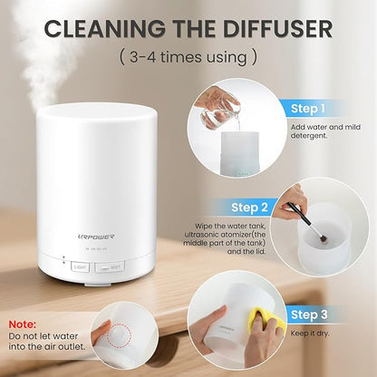 URPOWER 300ml Essential Oil Diffuser: Ultrasonic Aromatherapy Diffuser Quiet - Image 7