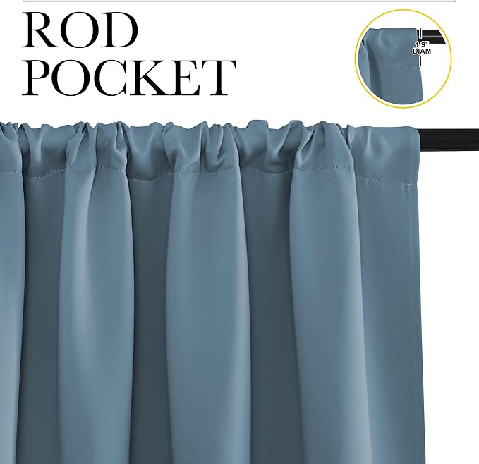NICETOWN Blackout Curtains for RV Windows, Smoky Blue, 2 Panels, Room Darkening - Image 2