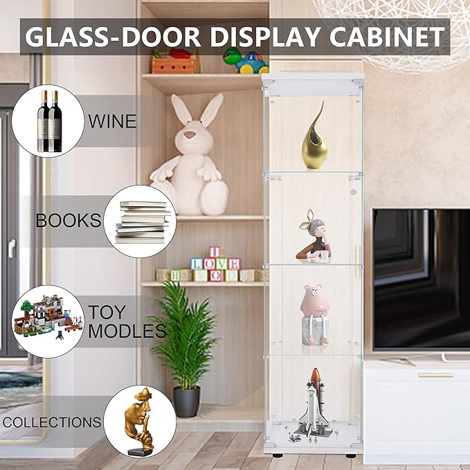 Yoluckea 4 Shelves Glass Display Cabinet - Image 7
